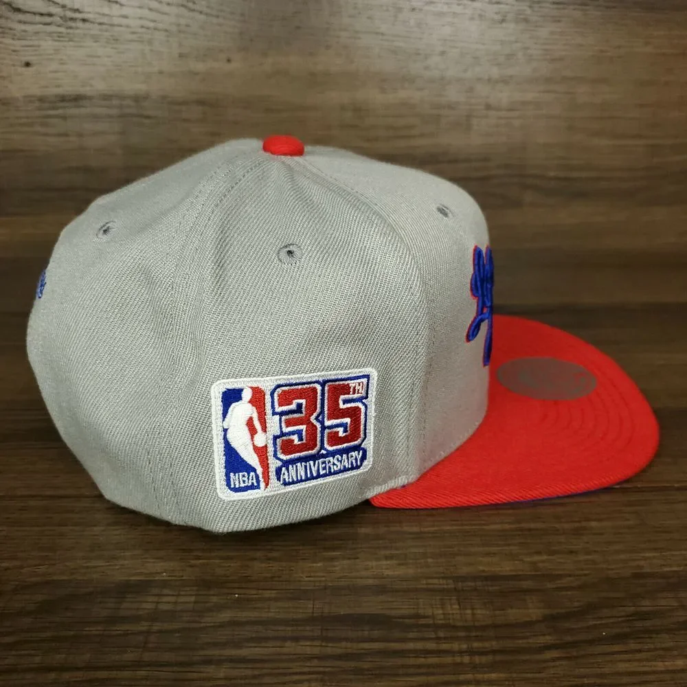 LA Lakers Mitchell & Ness NBA Snapback Hat Cap Script 3D Logo‎ Grey Red NWT